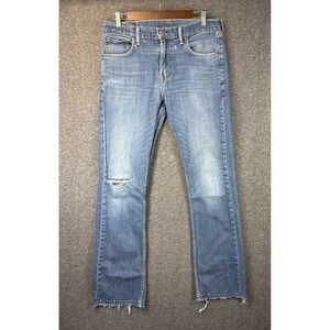 Levi's 527 Slim Bootcut Jeans Women 33 Distressed Raw Hem Rip Travel Academia‎